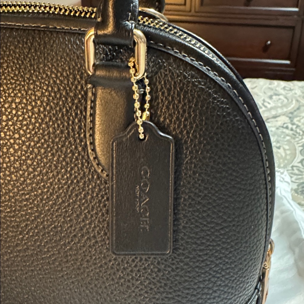 Coach Sabrina Black Leather Satchel - Picture 3 of 5
